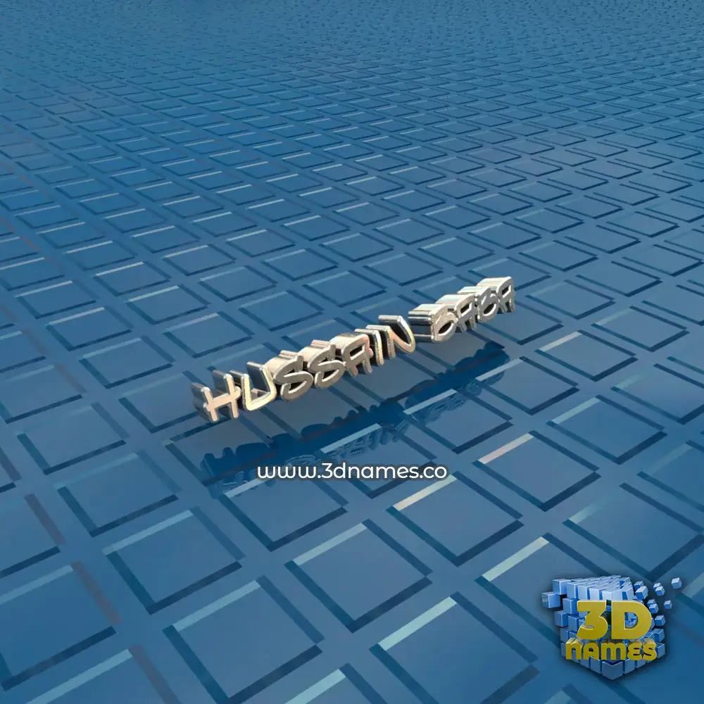 hussain baba in Blue Bling style - 3D name wallpaper