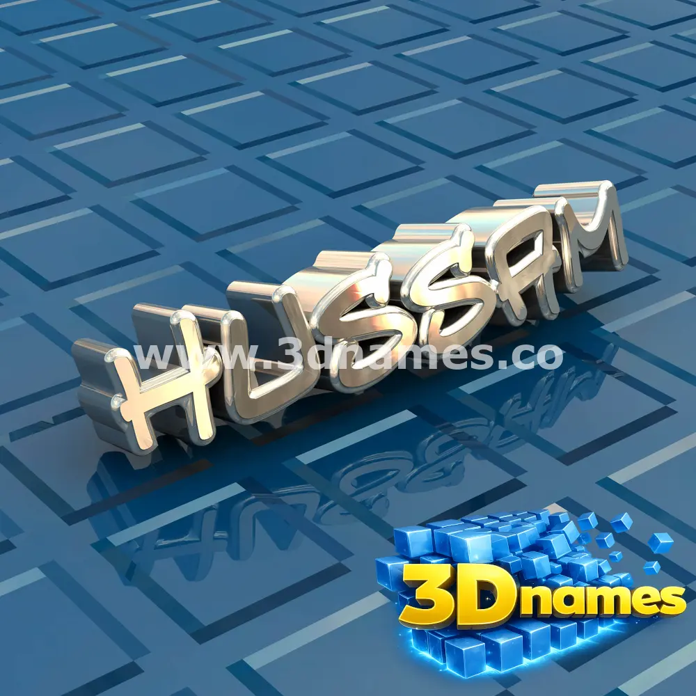 hussam in Blue Bling style - 3D name wallpaper
