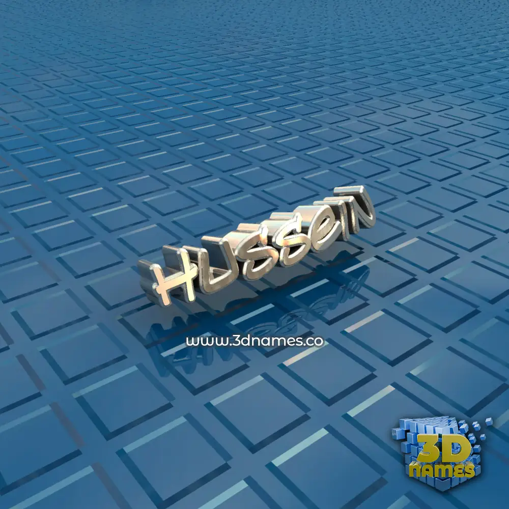 hussein in Blue Bling style - 3D name wallpaper