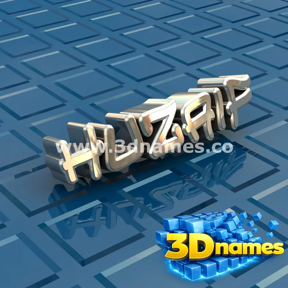 huzaif in Blue Bling style - 3D name wallpaper