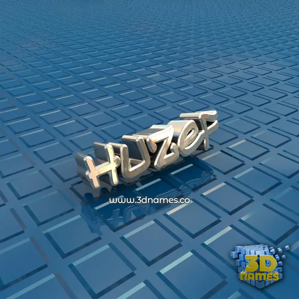 huzef in Blue Bling style - 3D name wallpaper