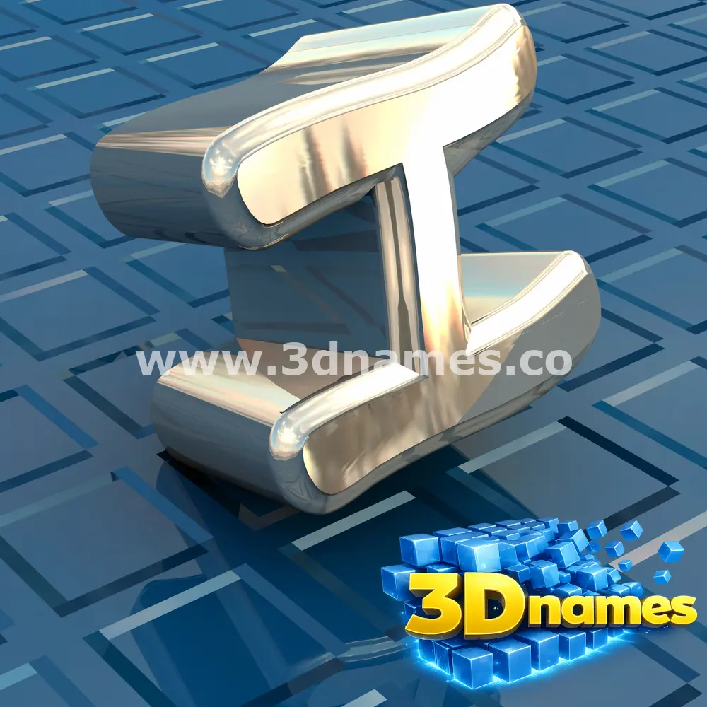 i in Blue Bling style - 3D name wallpaper