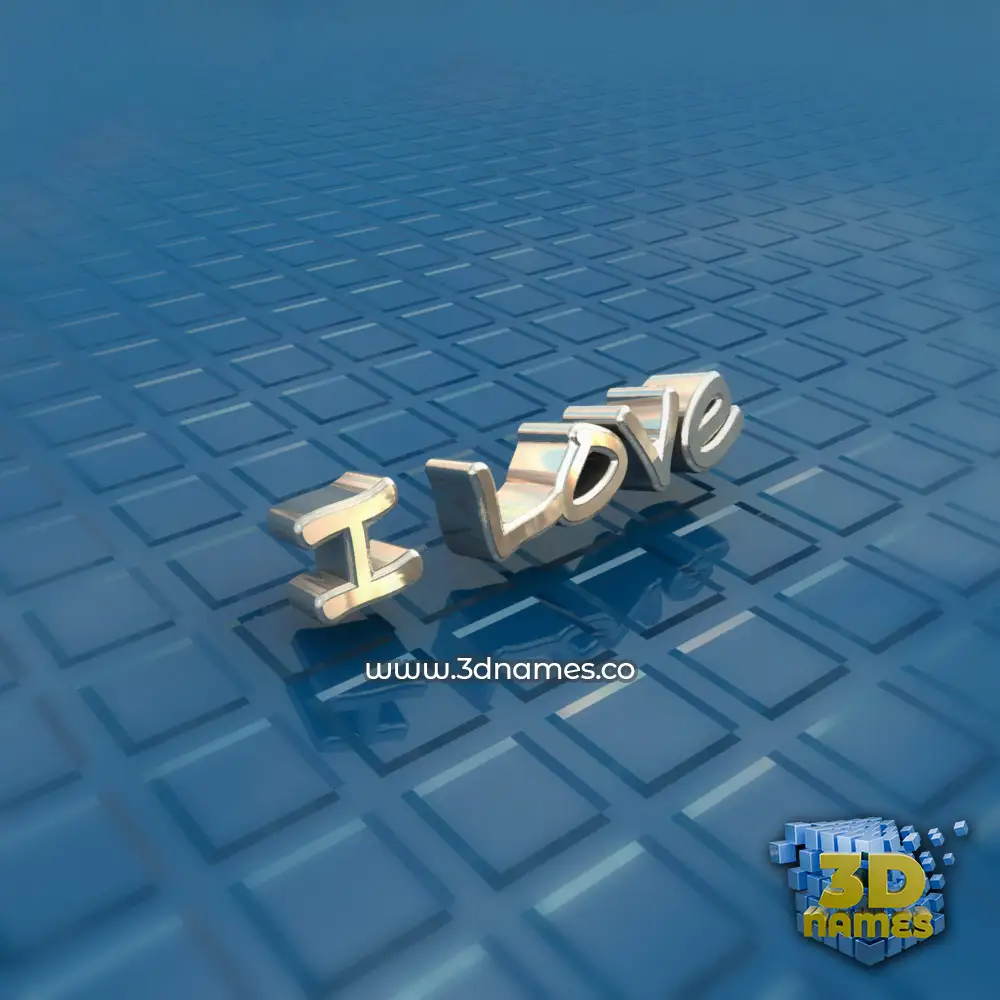 i love in Blue Bling style - 3D name wallpaper