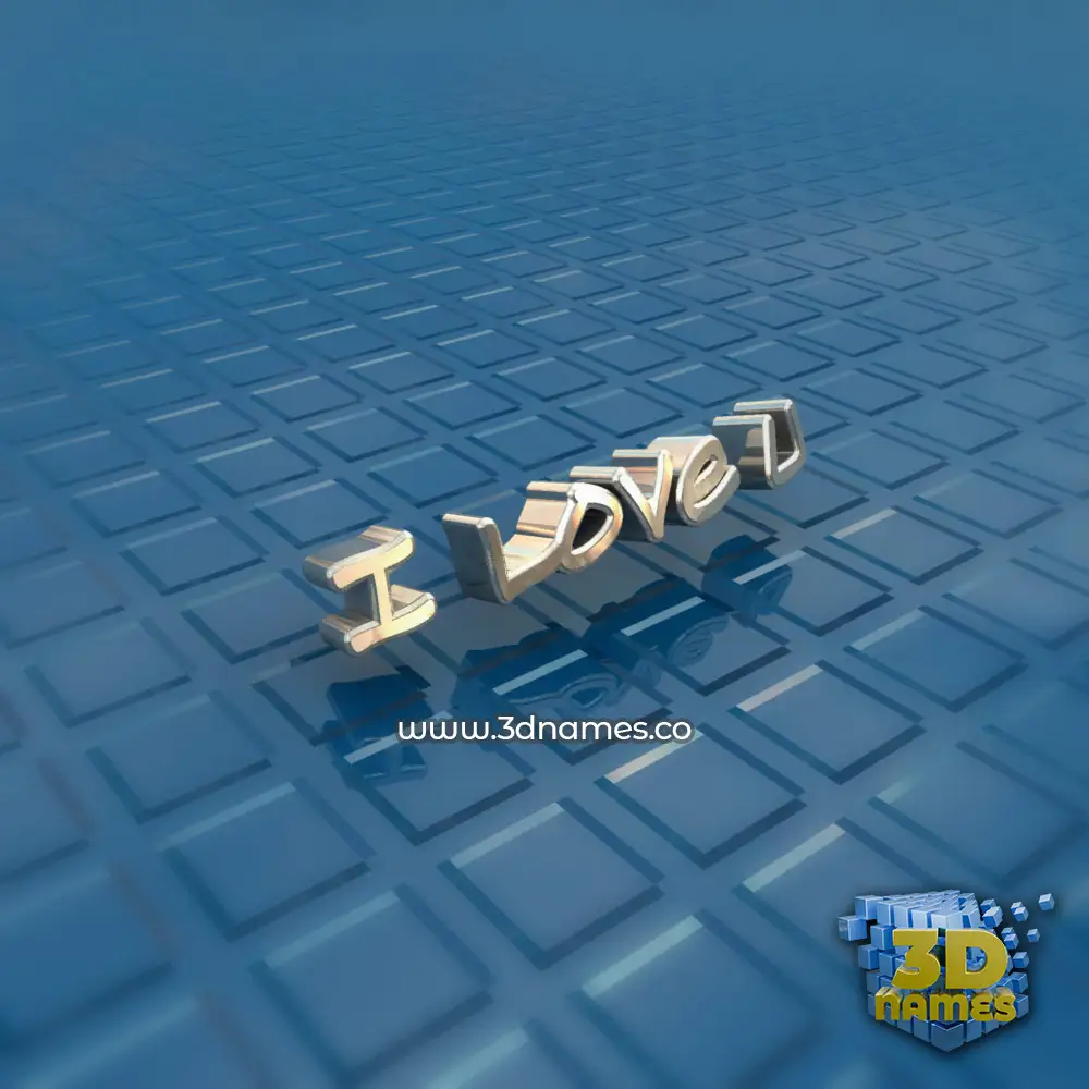 i love u in Blue Bling style - 3D name wallpaper