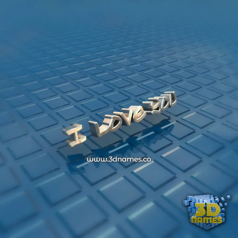 i love you in Blue Bling style - 3D name wallpaper