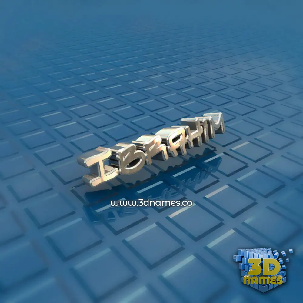 ibrahim in Blue Bling style - 3D name wallpaper
