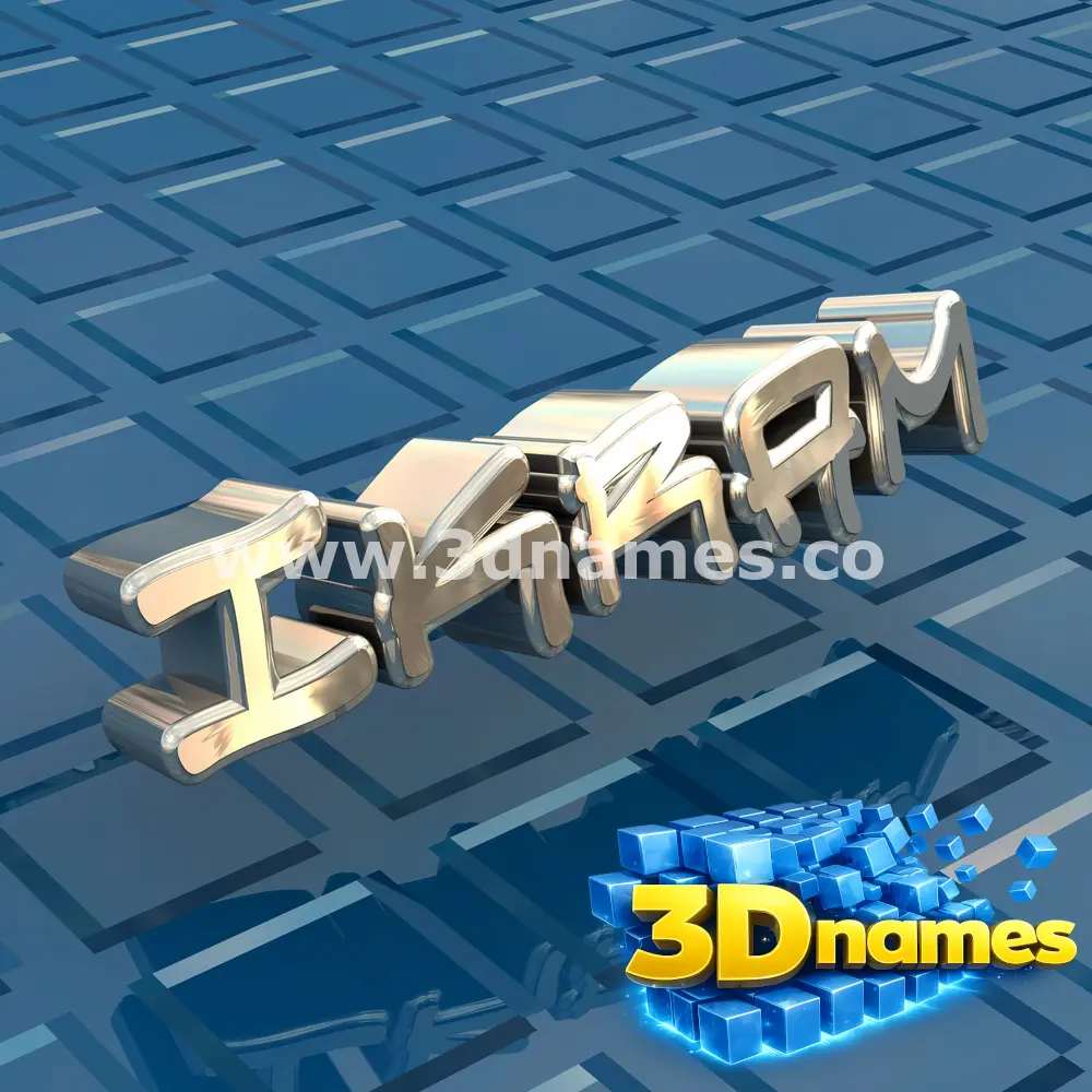 ikram in Blue Bling style - 3D name wallpaper