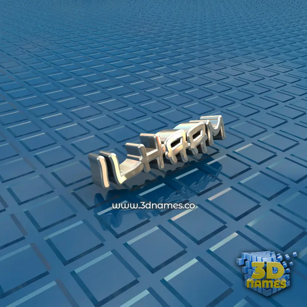ilhaam in Blue Bling style - 3D name wallpaper