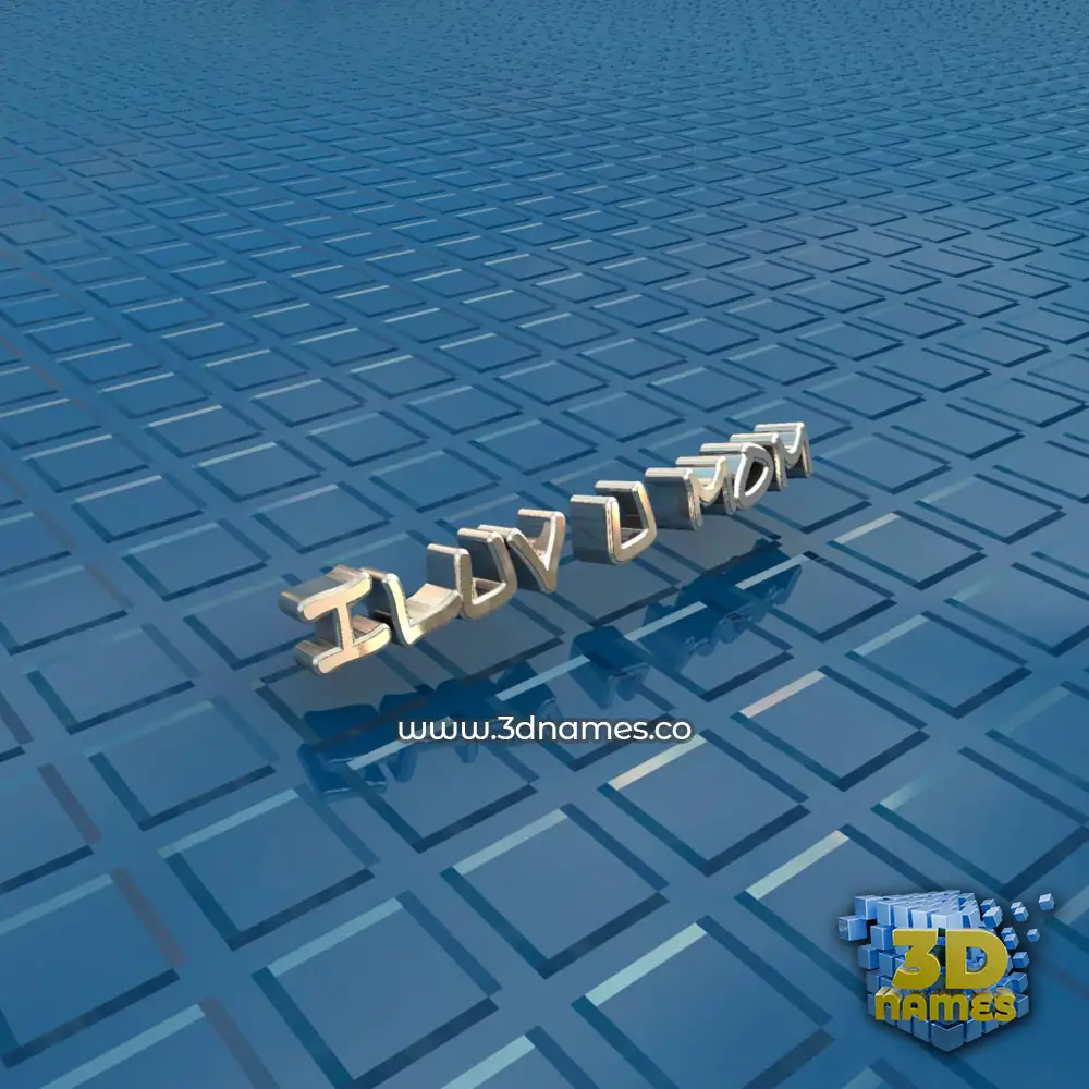 iluv u mom in Blue Bling style - 3D name wallpaper