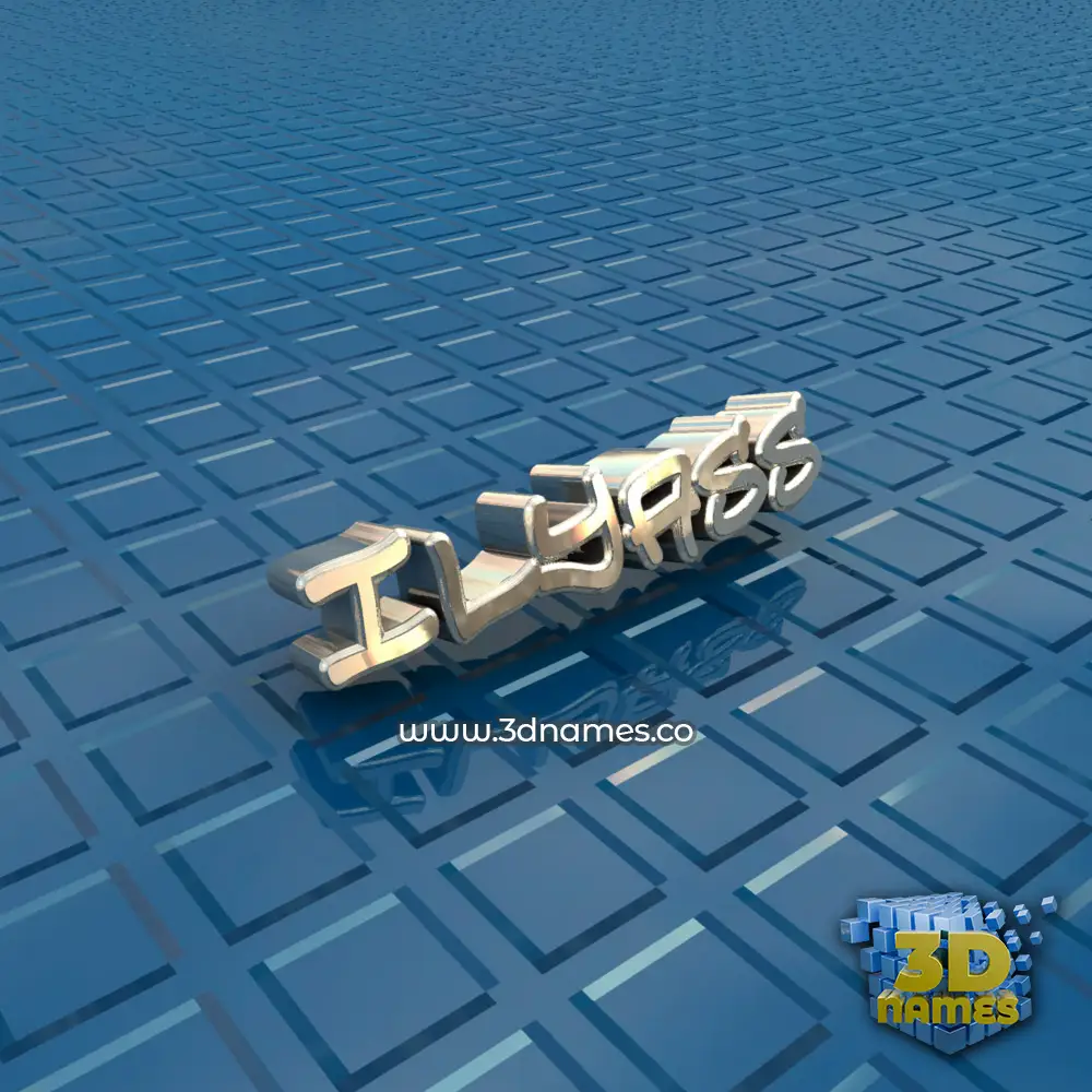 ilyass in Blue Bling style - 3D name wallpaper