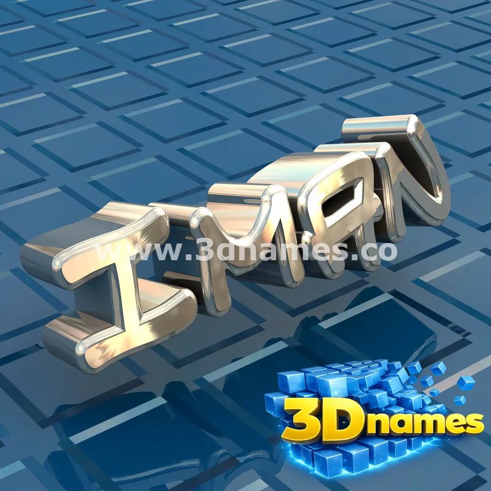 iman in Blue Bling style - 3D name wallpaper
