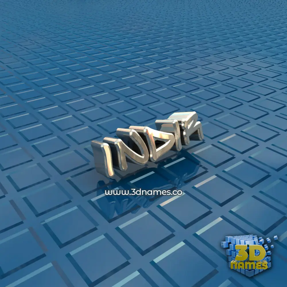 indir in Blue Bling style - 3D name wallpaper
