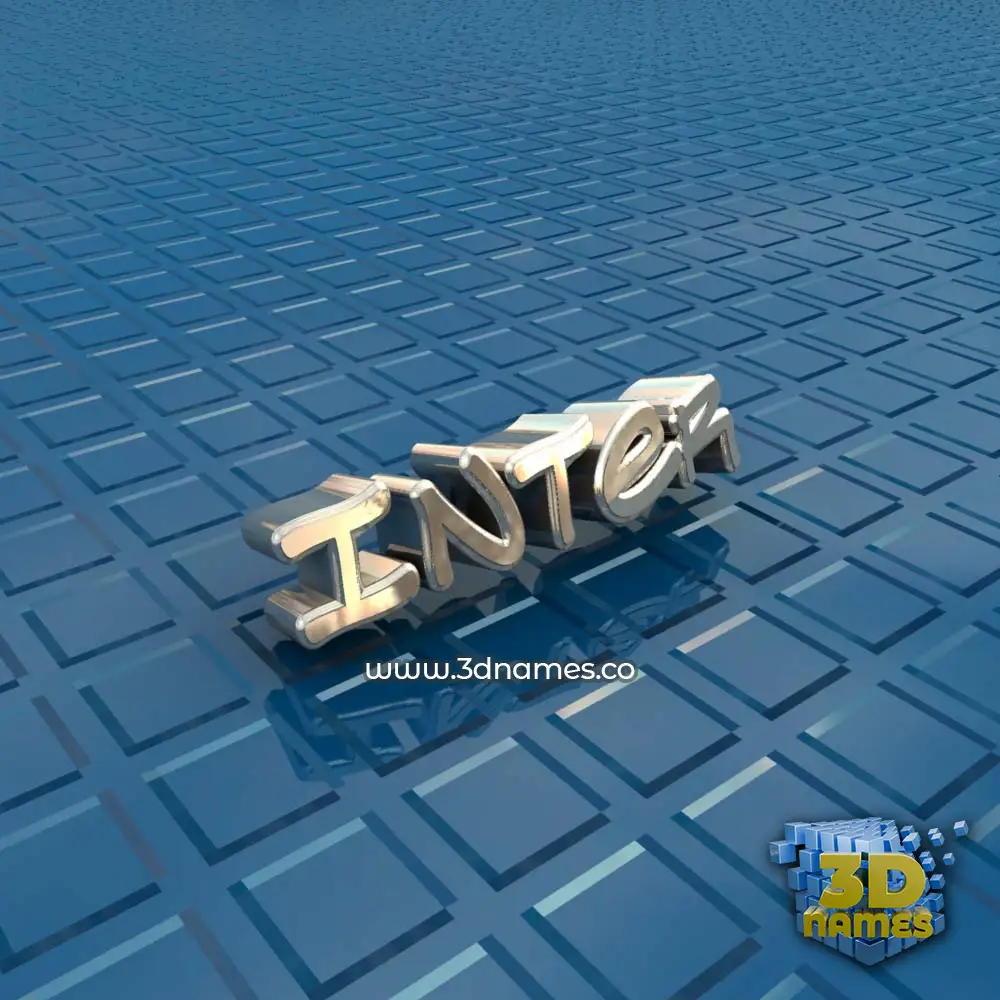 inter in Blue Bling style - 3D name wallpaper