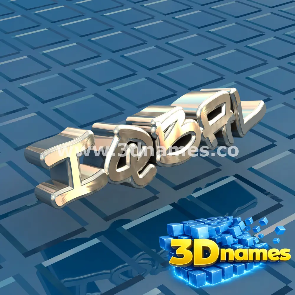 iqbal in Blue Bling style - 3D name wallpaper