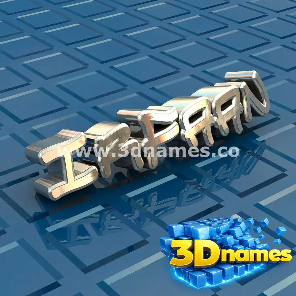 irfaan in Blue Bling style - 3D name wallpaper