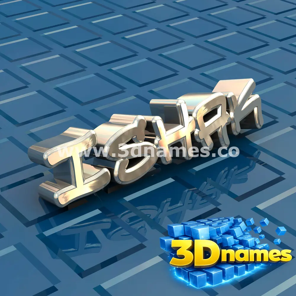 ishak in Blue Bling style - 3D name wallpaper