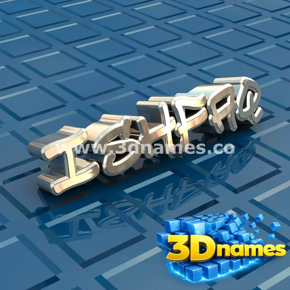 ishfaq in Blue Bling style - 3D name wallpaper