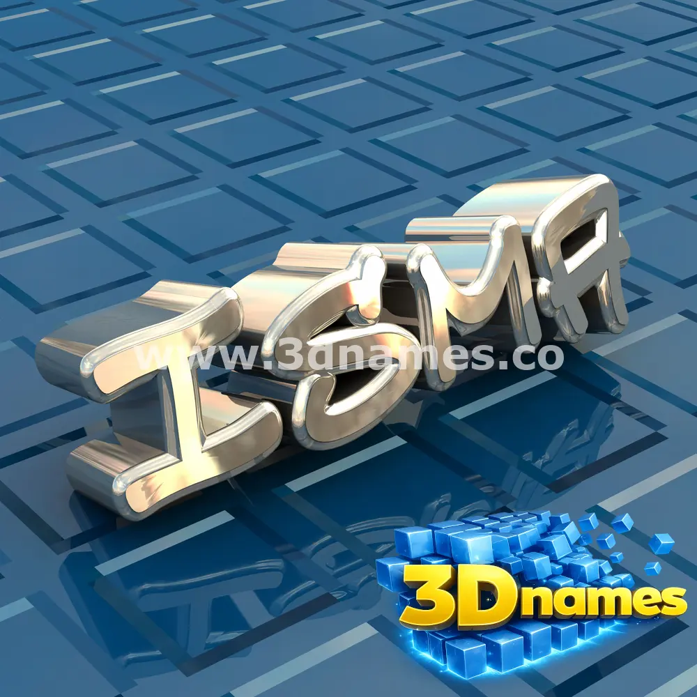 isma in Blue Bling style - 3D name wallpaper