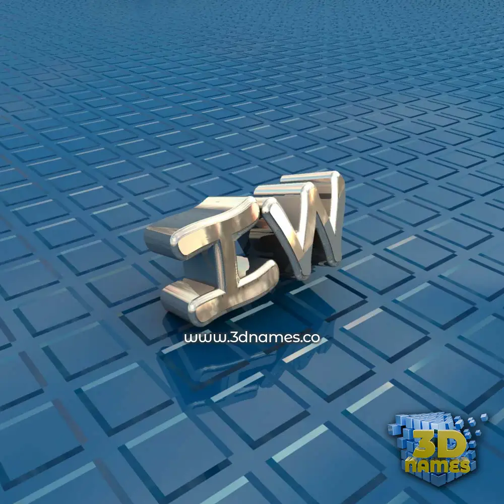 iw in Blue Bling style - 3D name wallpaper