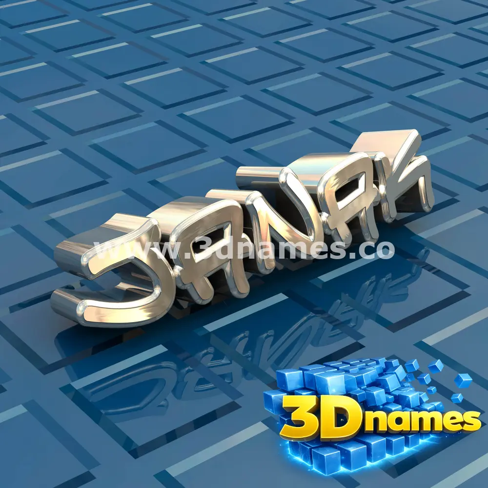 janak in Blue Bling style - 3D name wallpaper