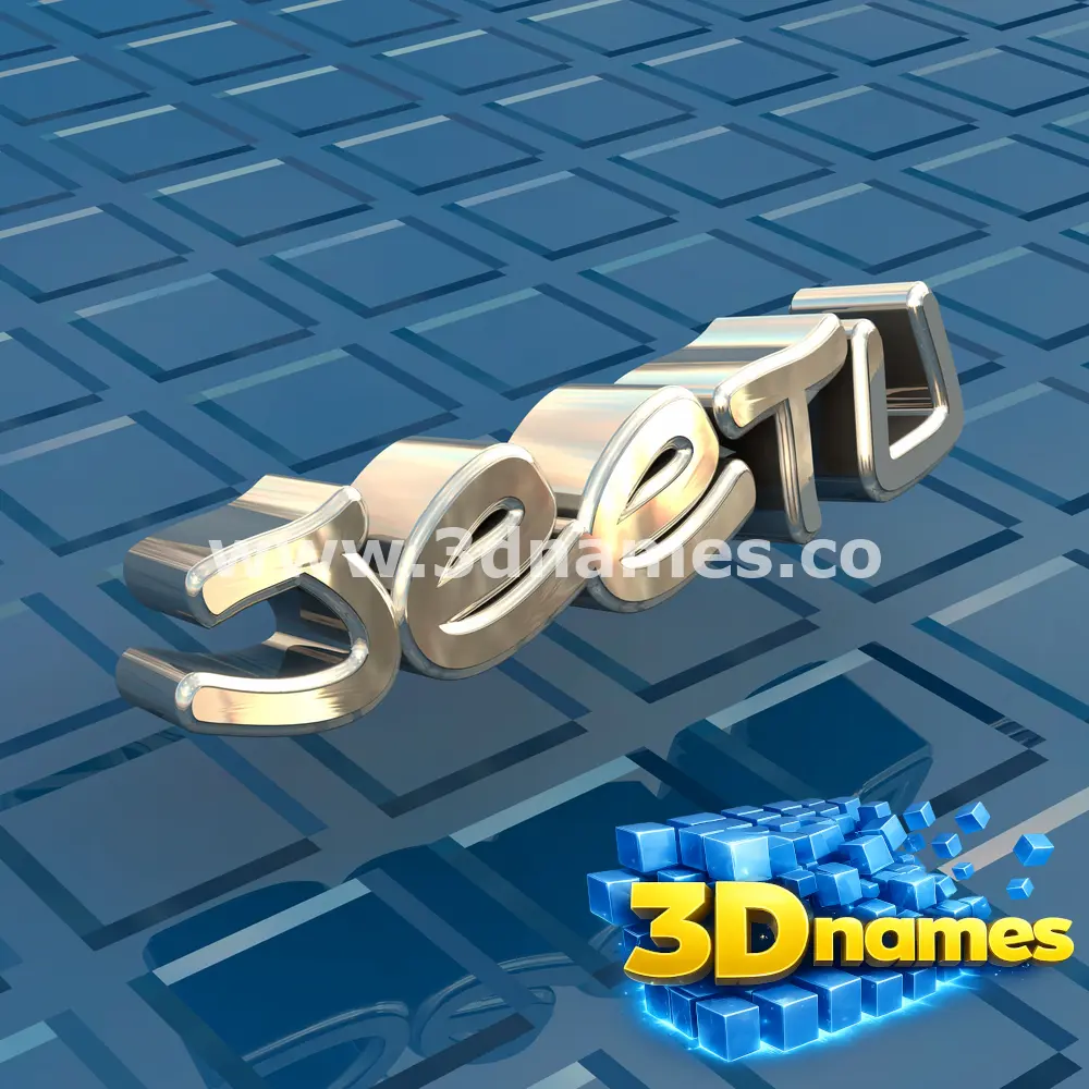 jeetu in Blue Bling style - 3D name wallpaper