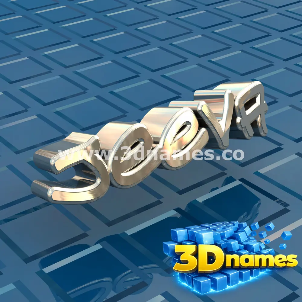 jeeva in Blue Bling style - 3D name wallpaper