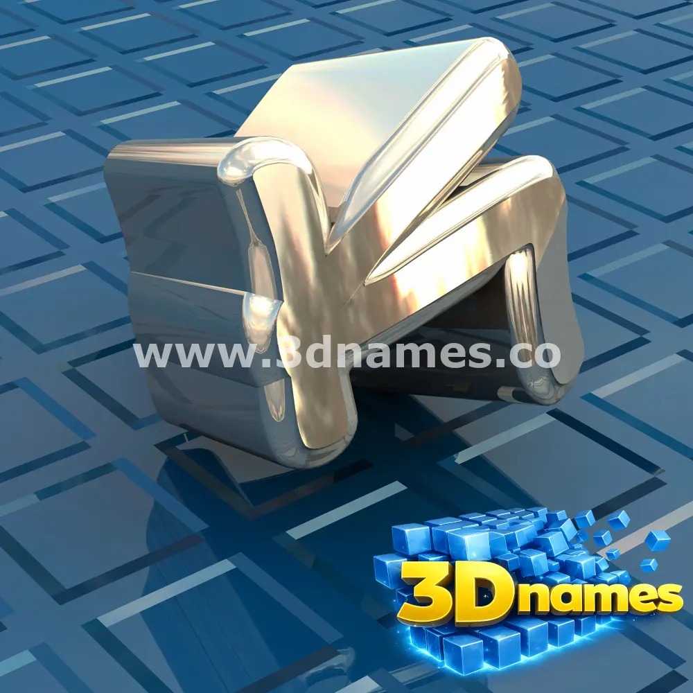 k in Blue Bling style - 3D name wallpaper