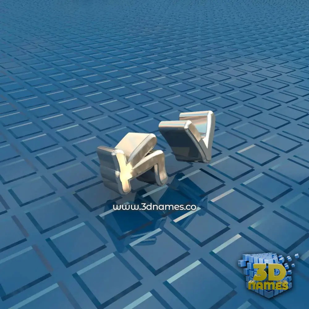 k v in Blue Bling style - 3D name wallpaper