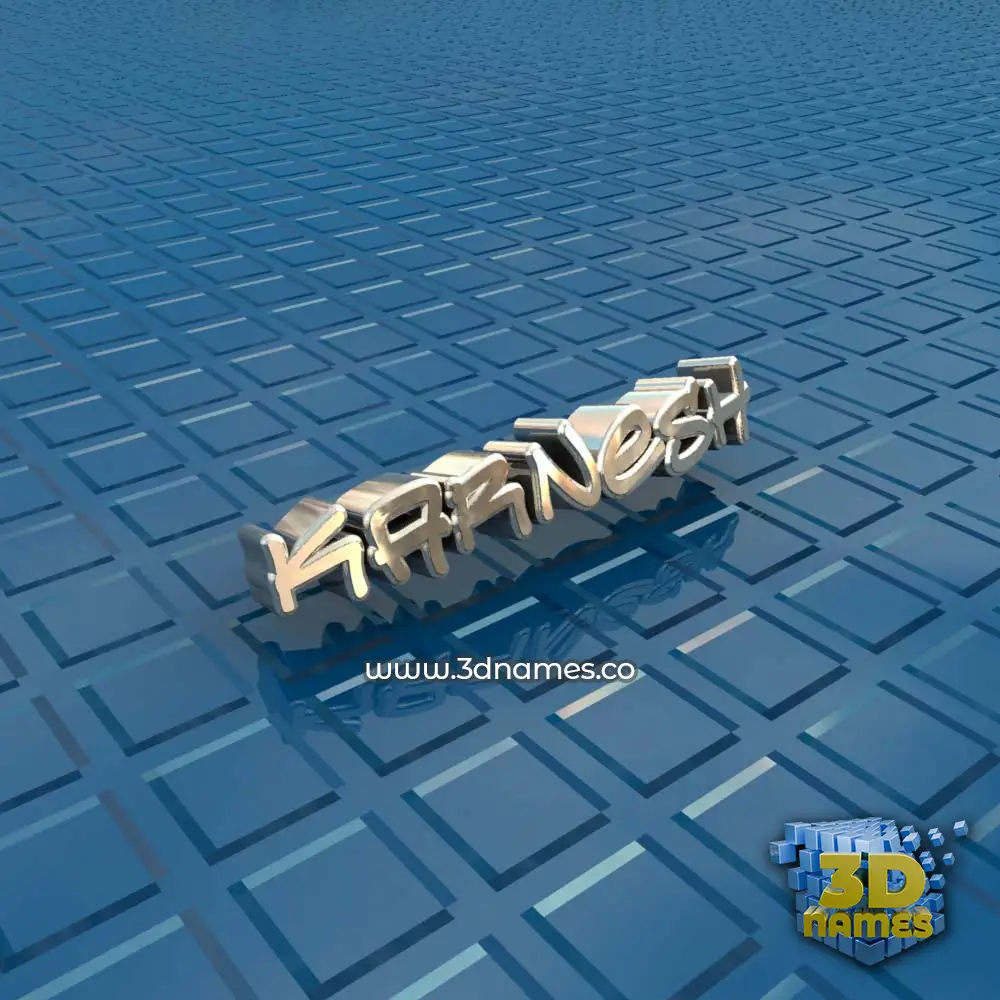 karnesh in Blue Bling style - 3D name wallpaper