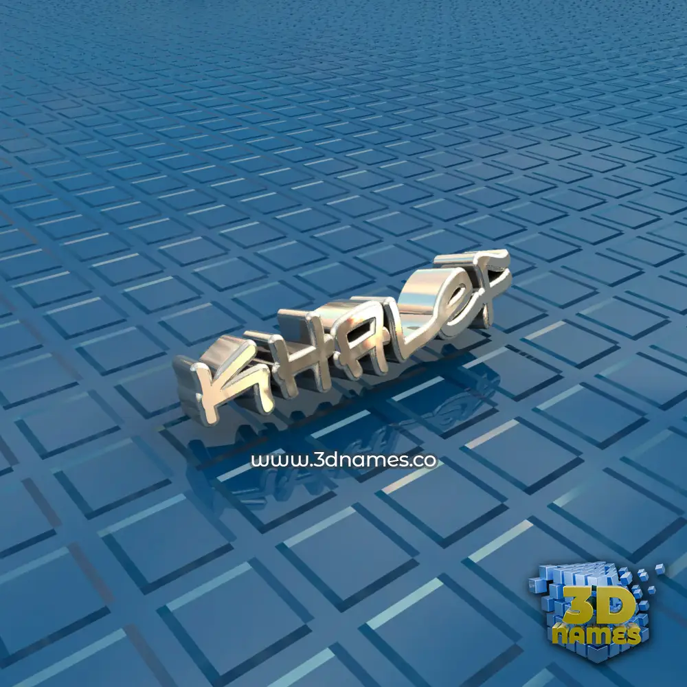 khalef in Blue Bling style - 3D name wallpaper