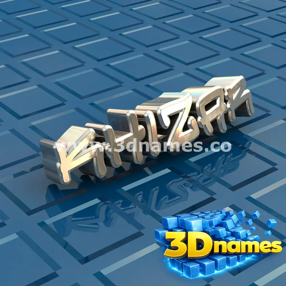 khizar in Blue Bling style - 3D name wallpaper