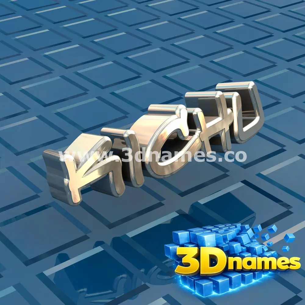 kichu in Blue Bling style - 3D name wallpaper