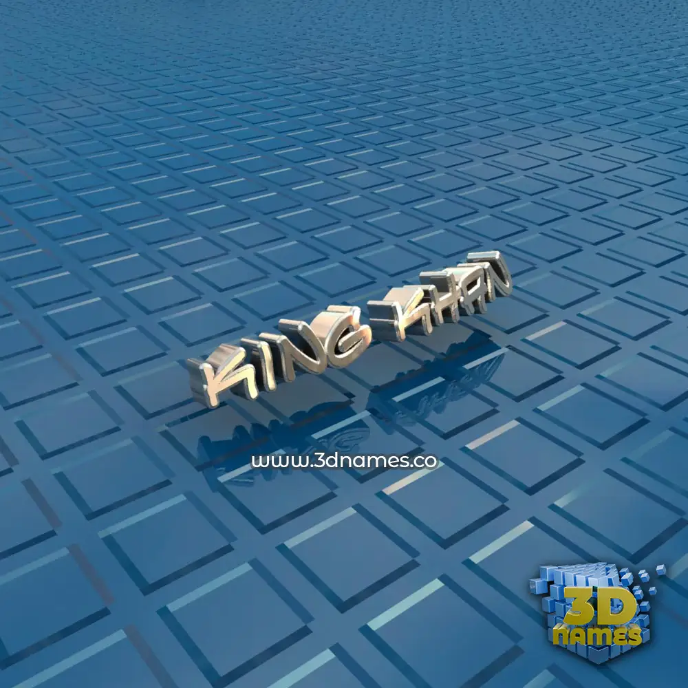 king khan in Blue Bling style - 3D name wallpaper