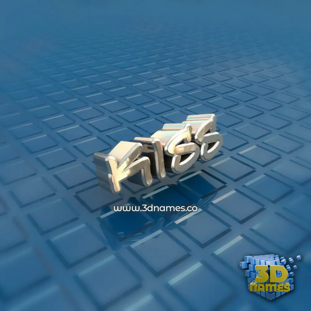 kiss in Blue Bling style - 3D name wallpaper