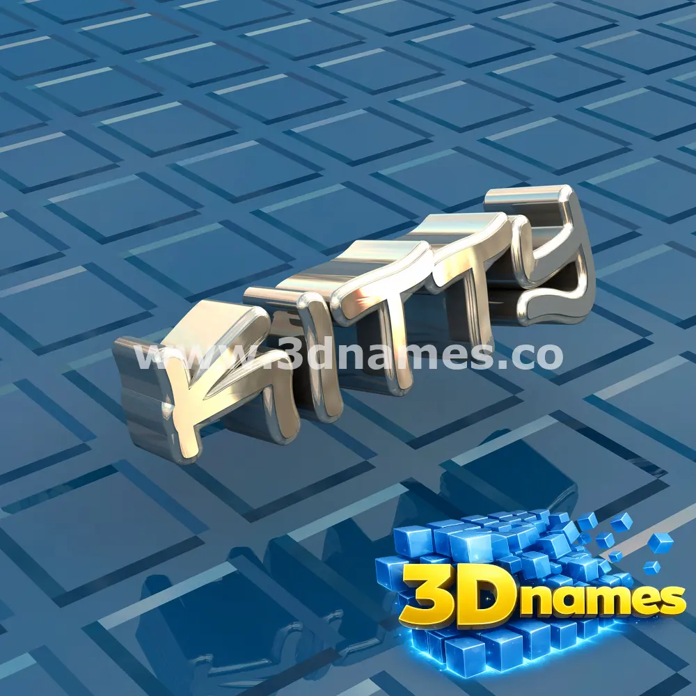 kitty in Blue Bling style - 3D name wallpaper