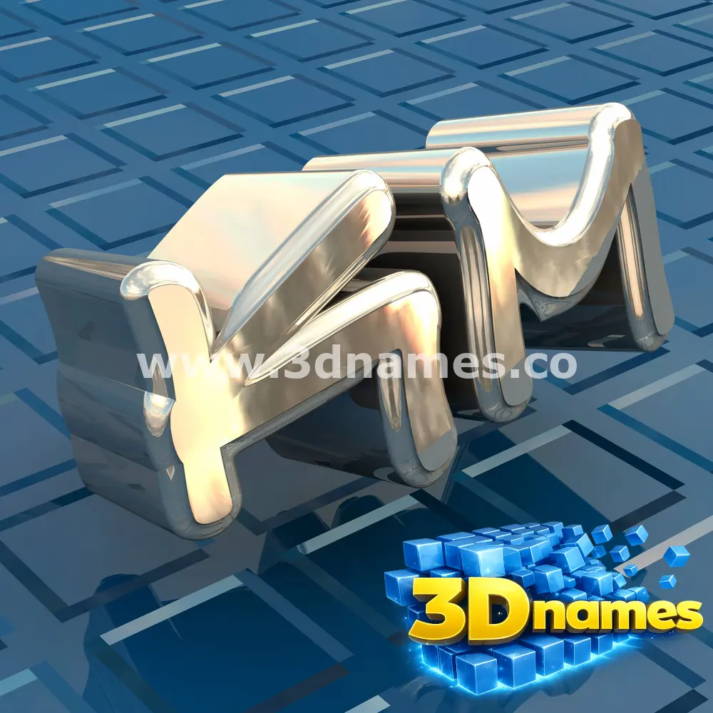 km in Blue Bling style - 3D name wallpaper