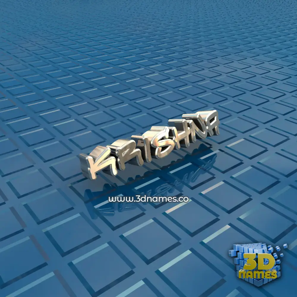 krishna in Blue Bling style - 3D name wallpaper