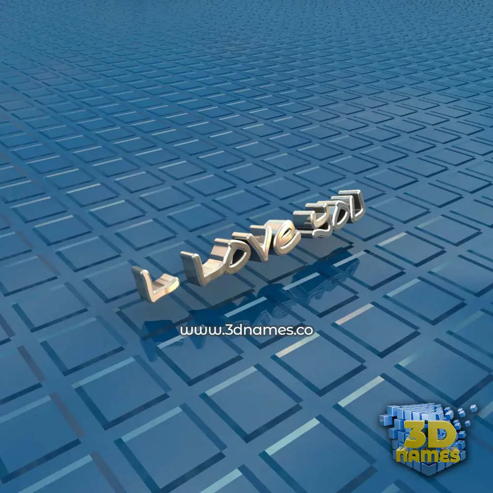 l love you in Blue Bling style - 3D name wallpaper
