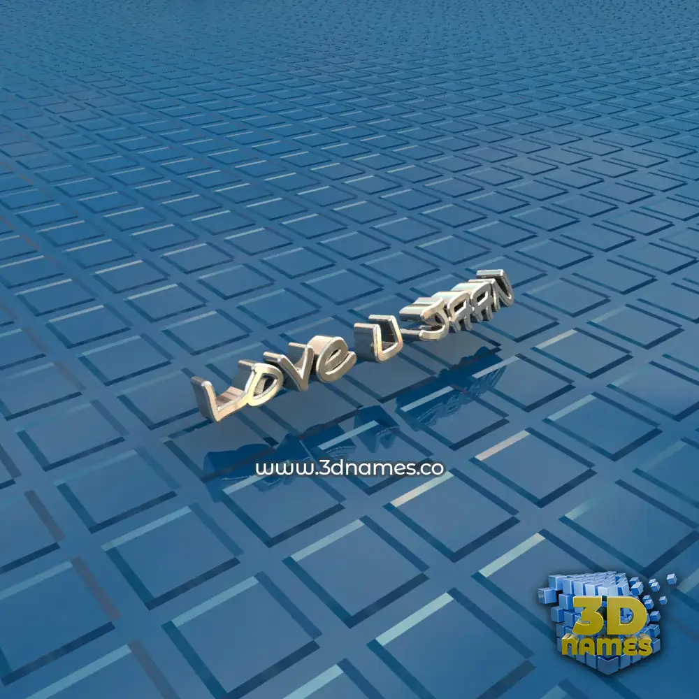 love u jaan in Blue Bling style - 3D name wallpaper
