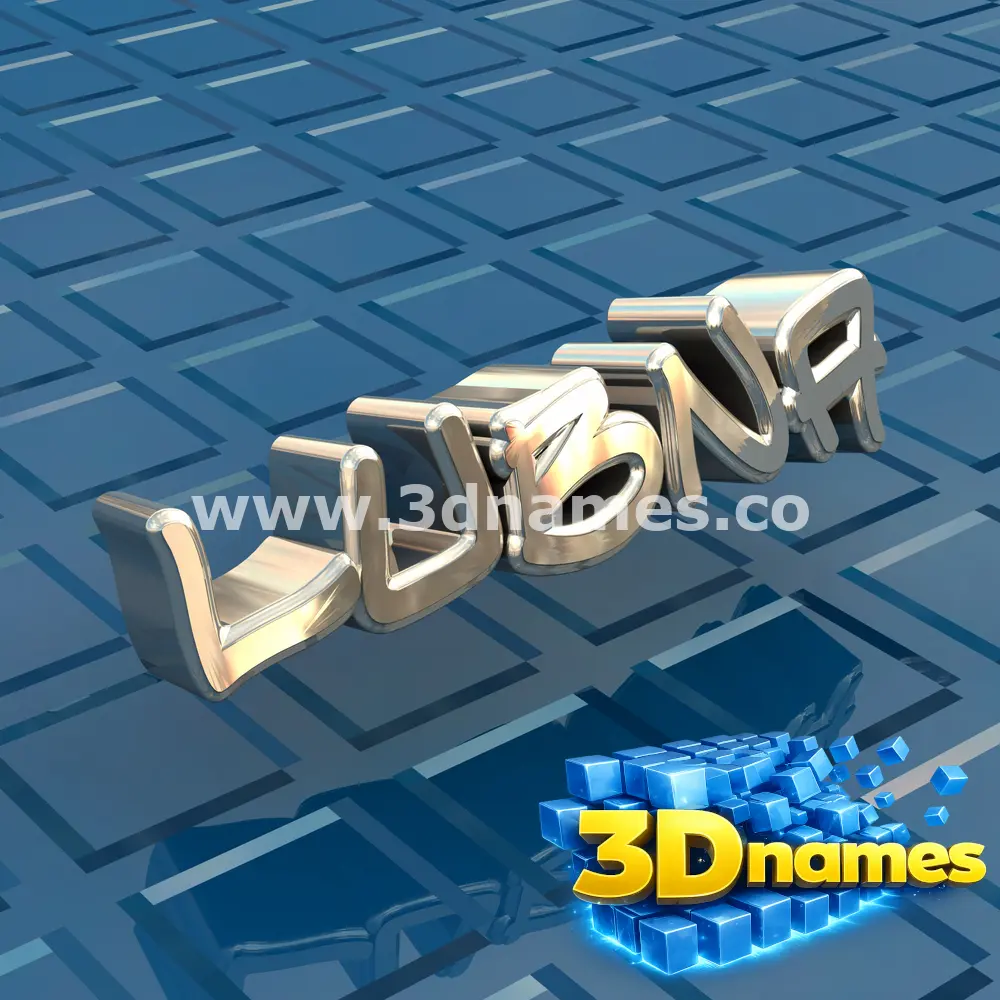 lubna in Blue Bling style - 3D name wallpaper