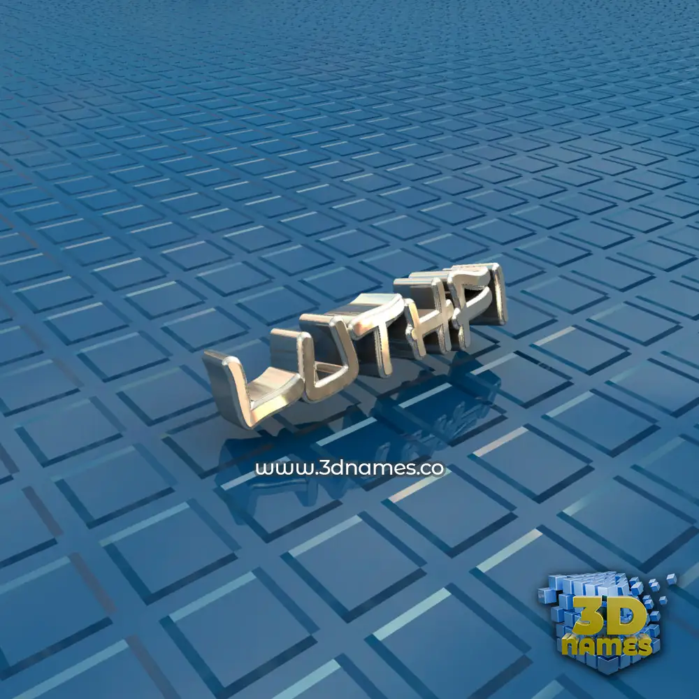 luthfi in Blue Bling style - 3D name wallpaper