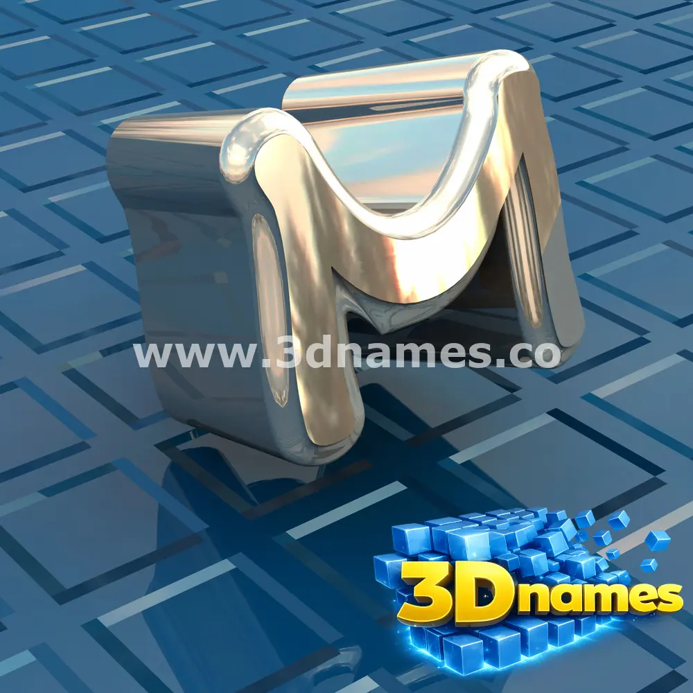 m in Blue Bling style - 3D name wallpaper