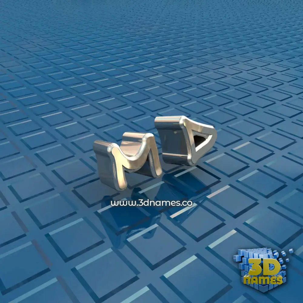 m d in Blue Bling style - 3D name wallpaper