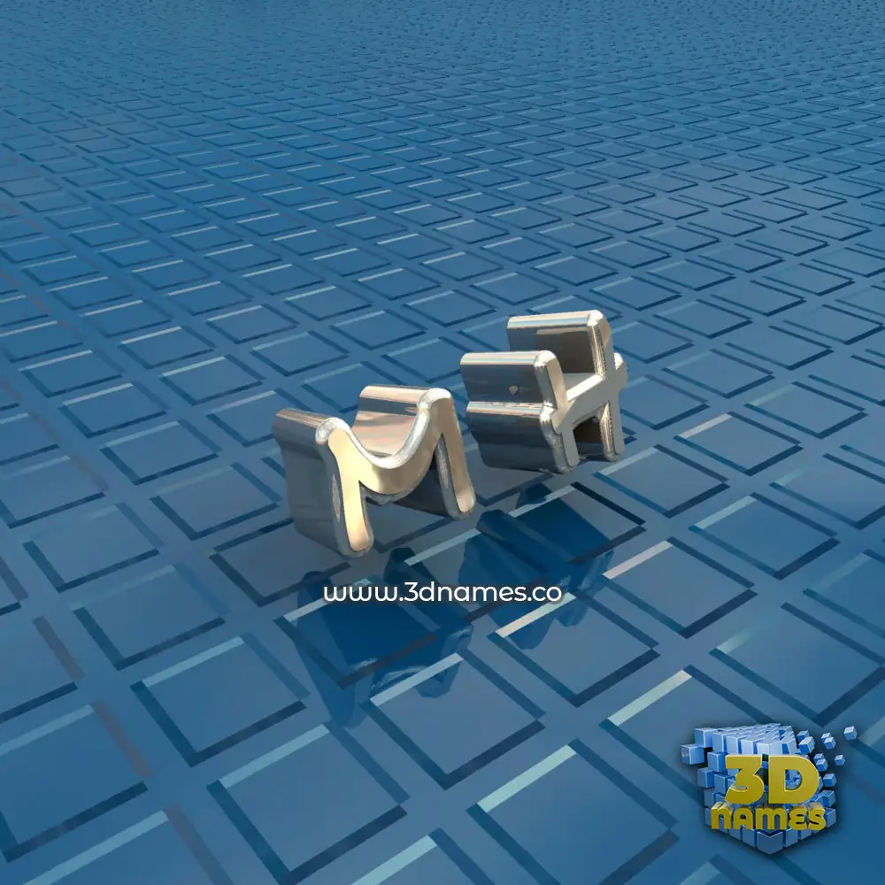 m h in Blue Bling style - 3D name wallpaper