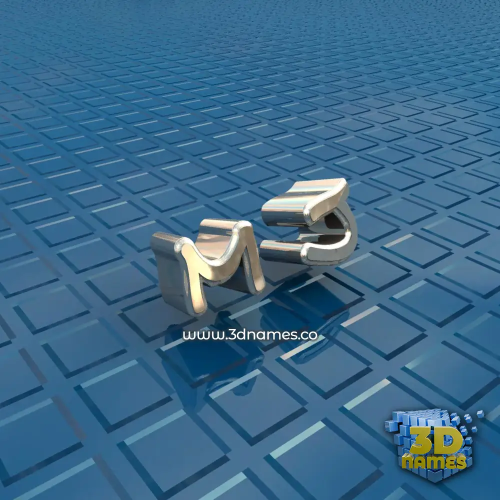 m j in Blue Bling style - 3D name wallpaper