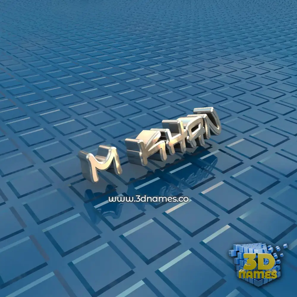 m khan in Blue Bling style - 3D name wallpaper