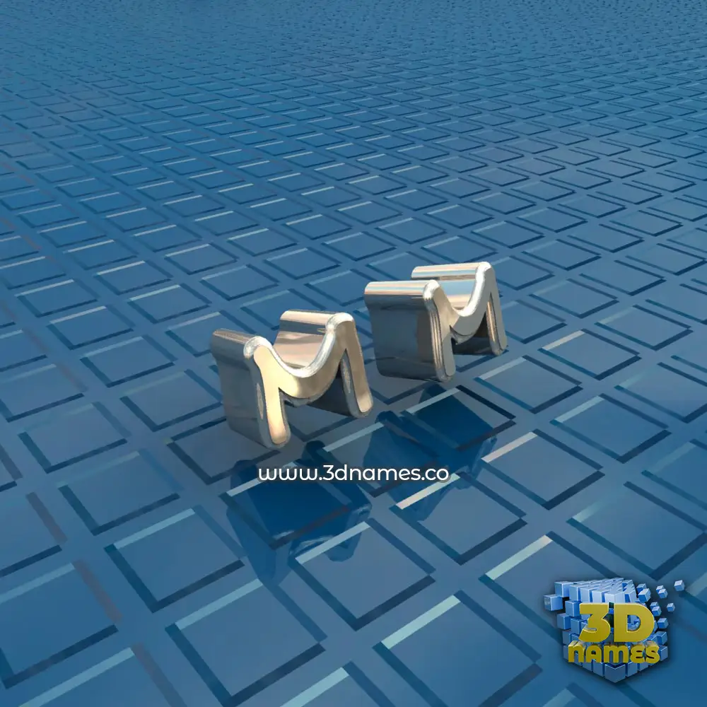 m m in Blue Bling style - 3D name wallpaper
