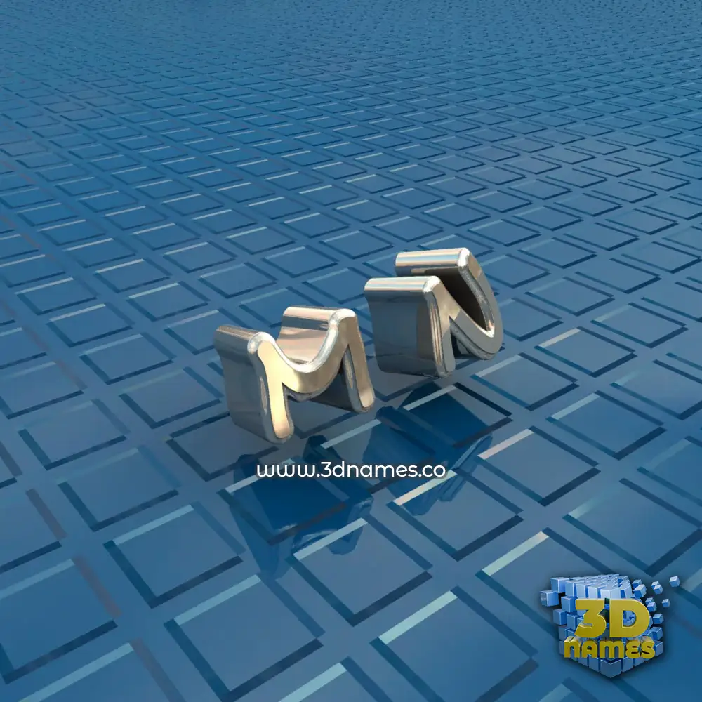 m n in Blue Bling style - 3D name wallpaper