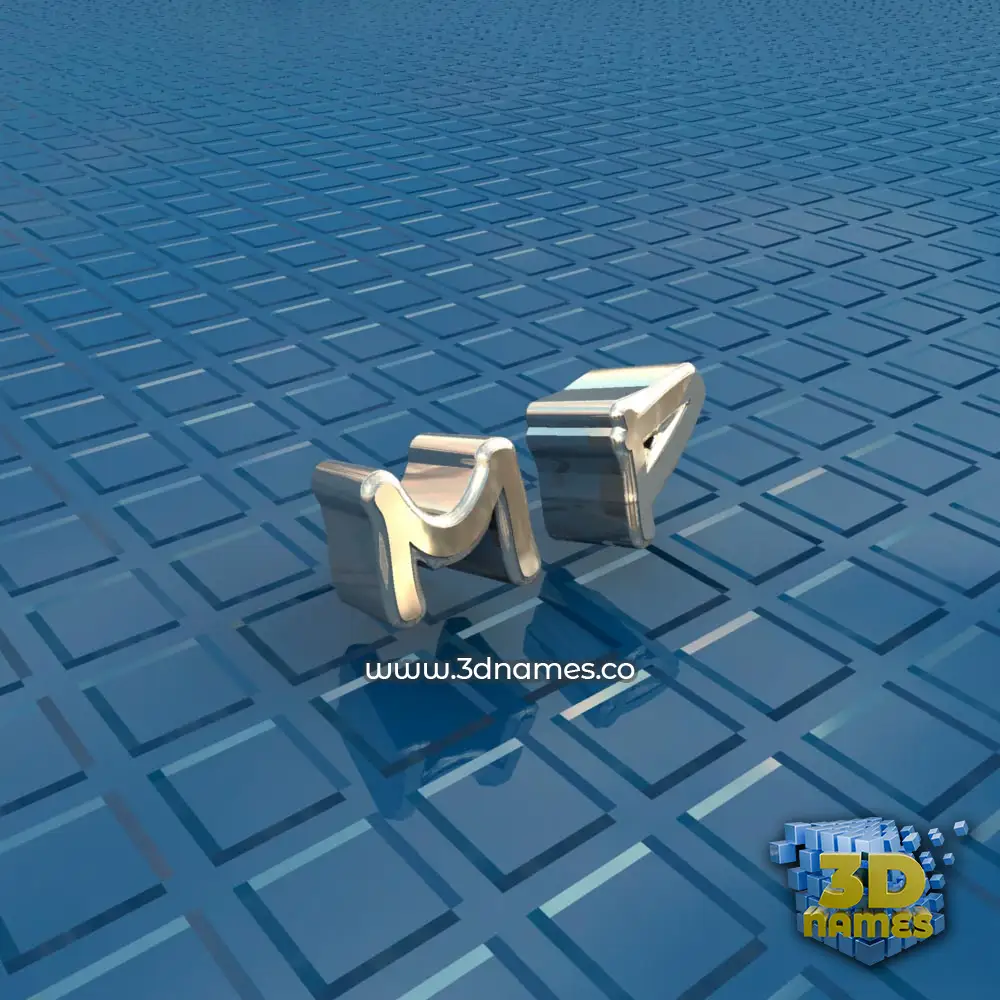 m p in Blue Bling style - 3D name wallpaper