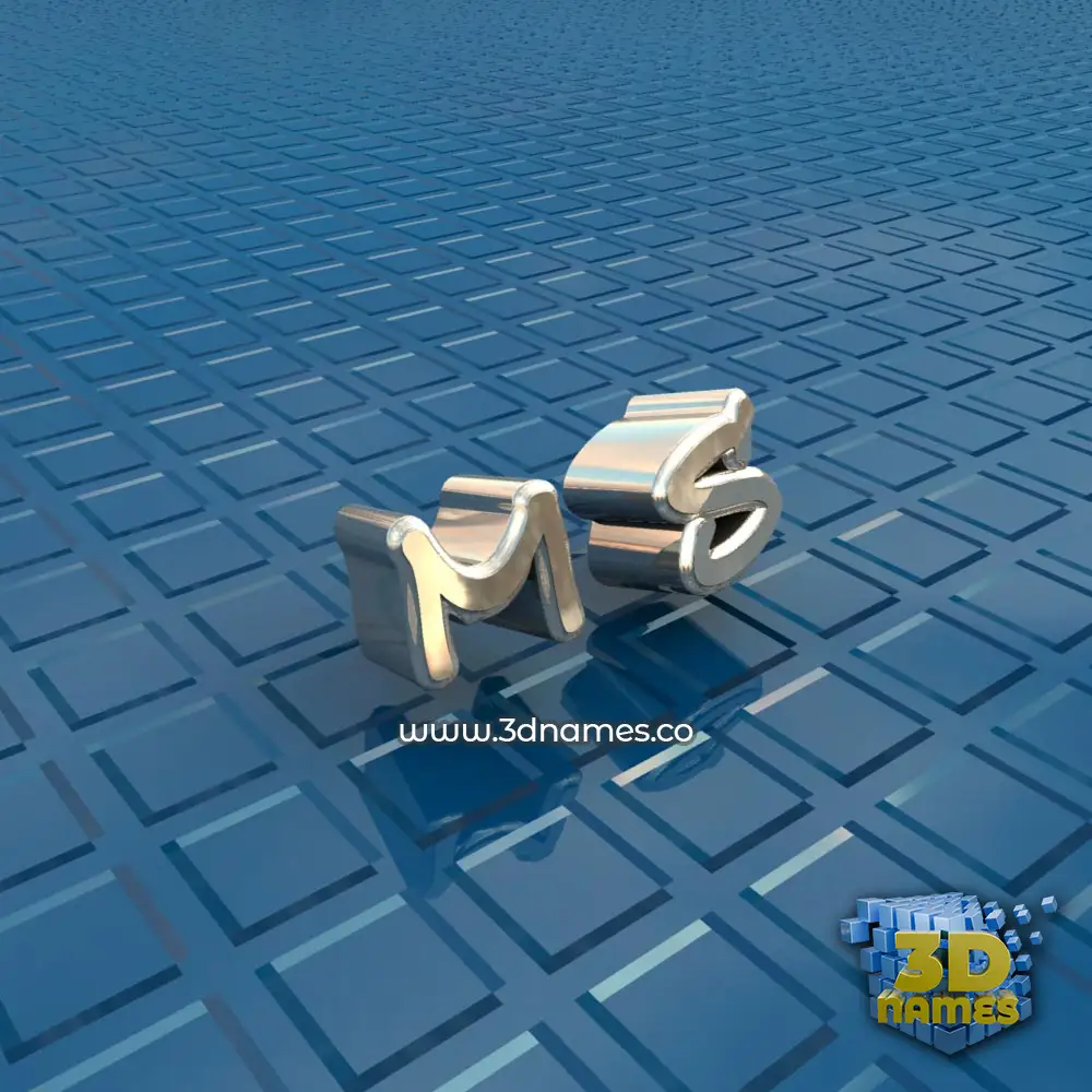 m s in Blue Bling style - 3D name wallpaper
